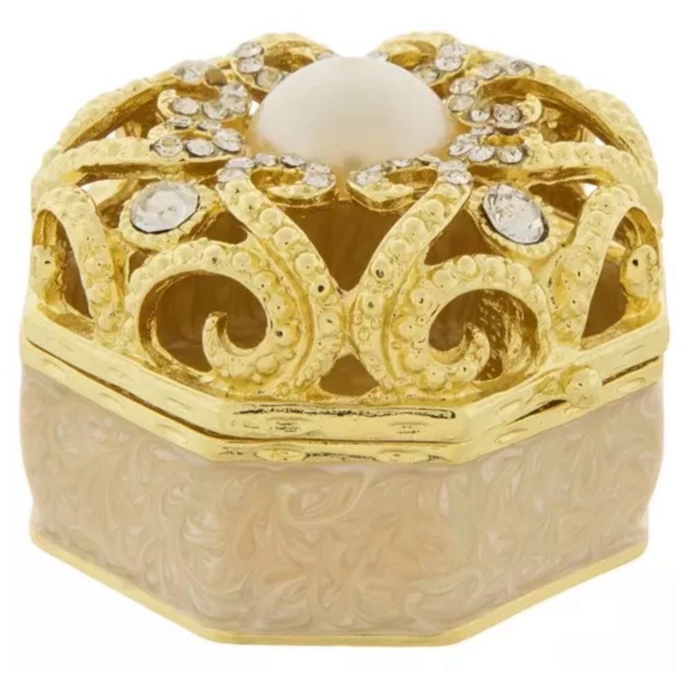 Elegant Gold and Cream Jewelry Box